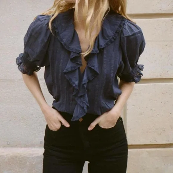 Doen Henri Top in Adriatic Navy Blue - Picture 2 of 9